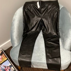 Loft black faux leather leggings sz large NWT